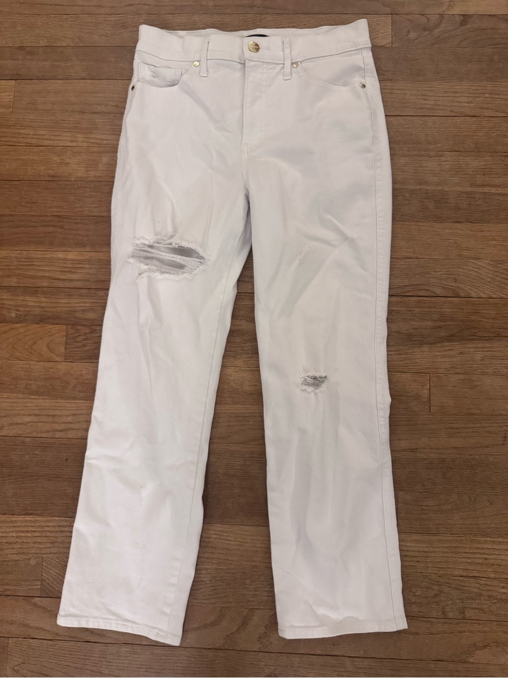 Express Women's White High-Rise Straight Ankle Jeans - Size 6R
 b69